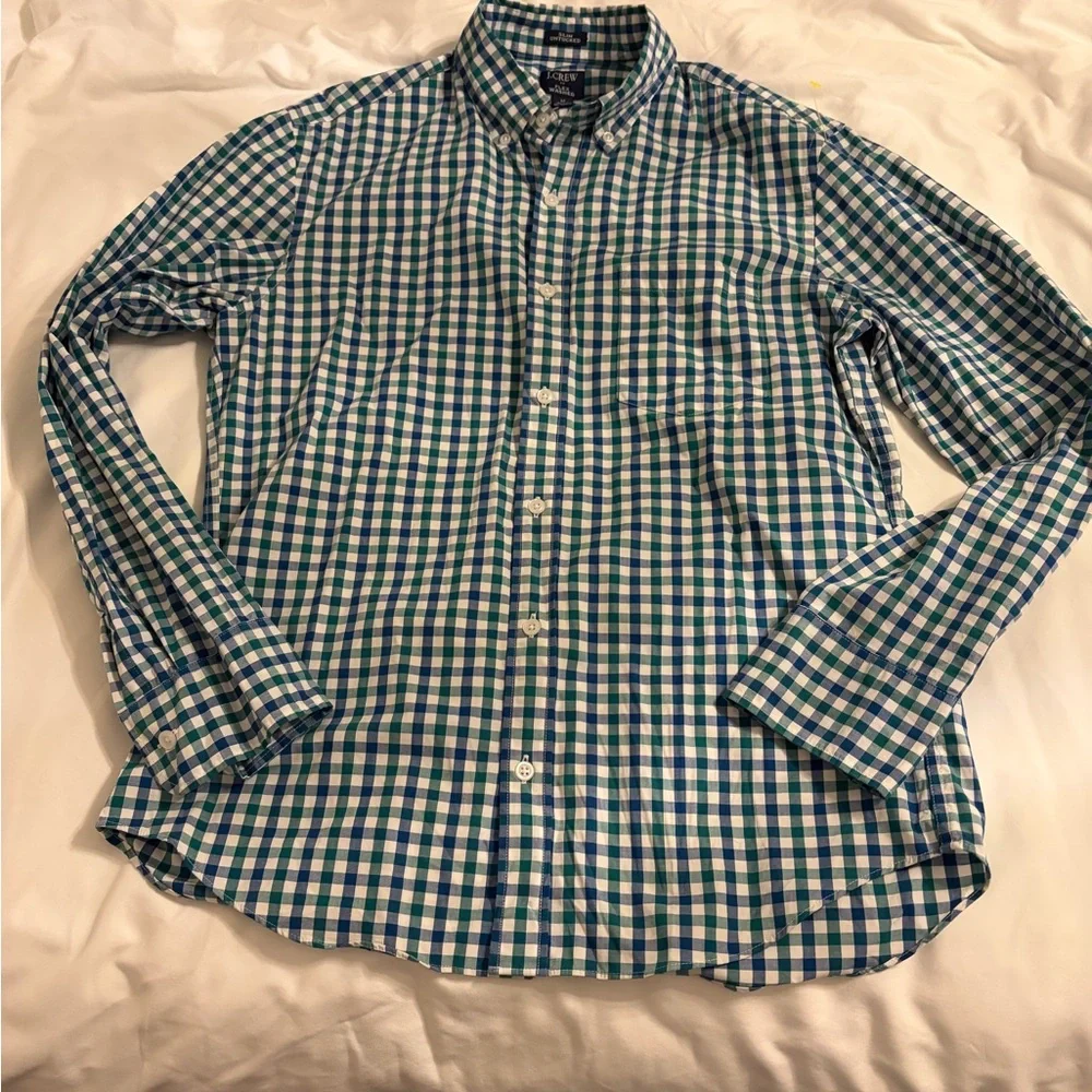J. Crew Green and Blue‎ Plaid Casual Shirt
